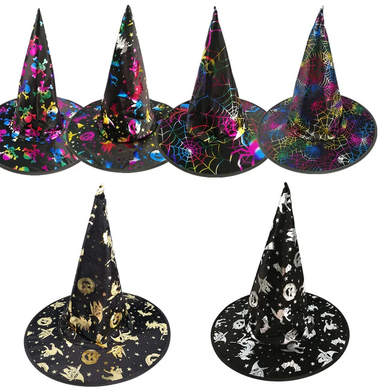 המכשפה כובע ליל כל הקדושים כובע מסיבה אספקה מוזהב המכשפה כובע נשף להתלבש קוסם כובע כובע קסמים עבור ילדים מבוגרים. - 1