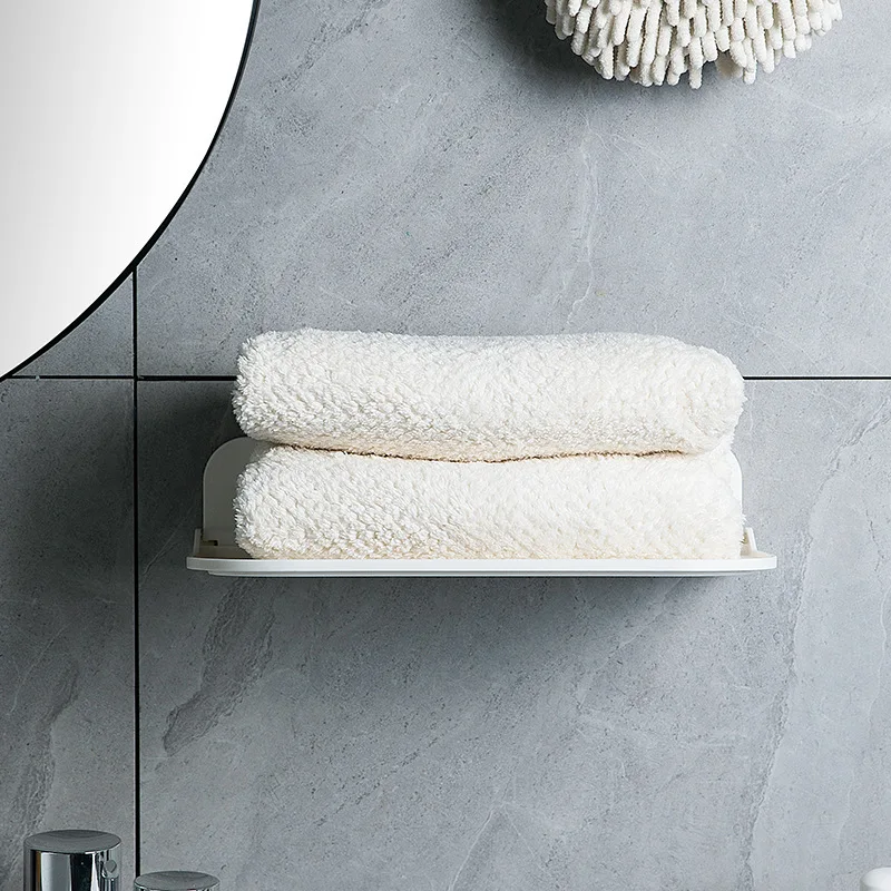 יפנית קיר אמבטיה תלוי אחסון מדף תלייה על קיר מתקפל לאחסון בגדים נקוב-בחינם מדפים מקלחת ארגונית - 1