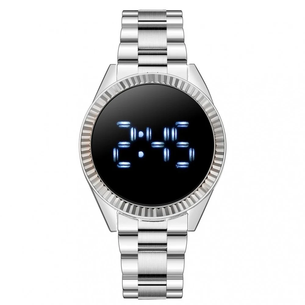 הגעה לניו אופנה LED השעון פלדת להקה אלקטרונית שעון ספורט לגברים לצפות נירוסטה להקת שעון מסך מגע שעון דיגיטלי - 1