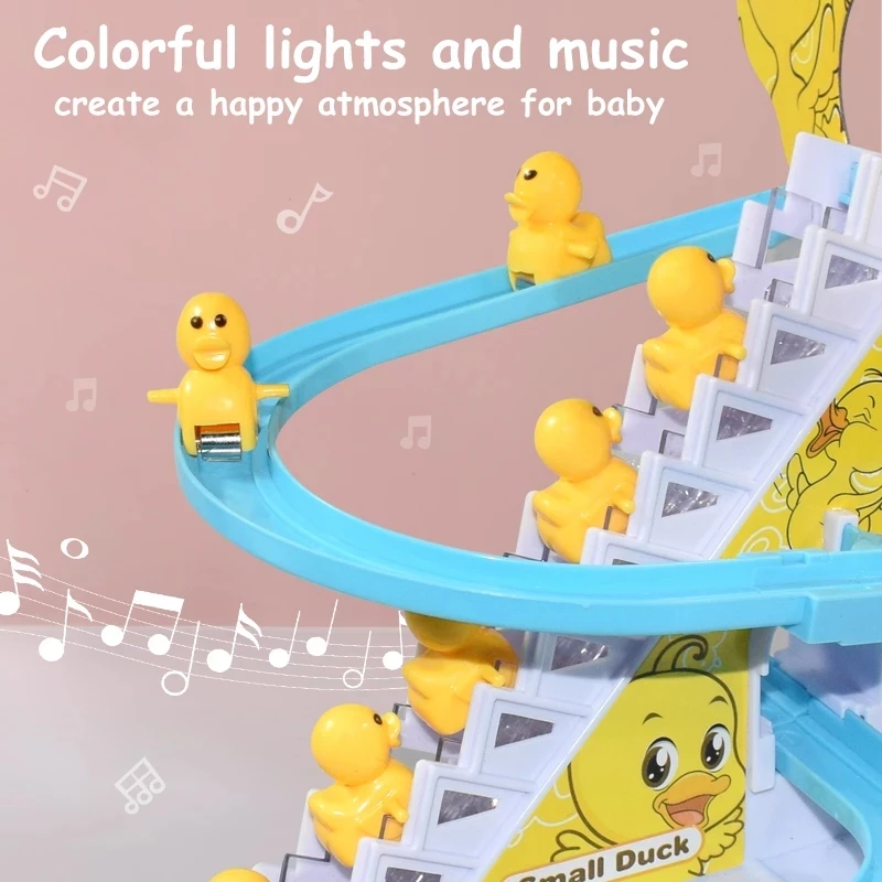 DIY חשמלי קטן ברווז טיפוס סולם מסלול מירוץ צעצועים ברווז הרים חינוכית מוזיקה שקופיות כיף צעצוע לילדים מתנת - 1