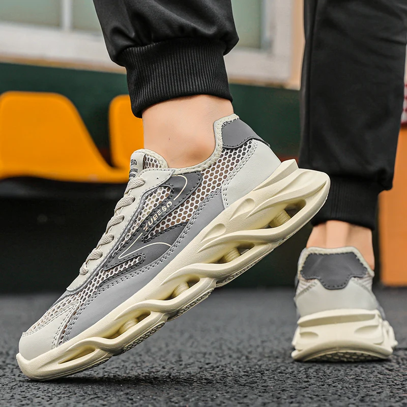 Damyuan גברים משקל נעלי ריצה הקיץ ארוגים אלסטי לנשימה נעלי ספורט אופנה עיצוב גופר הנעל Zapatillas - 1