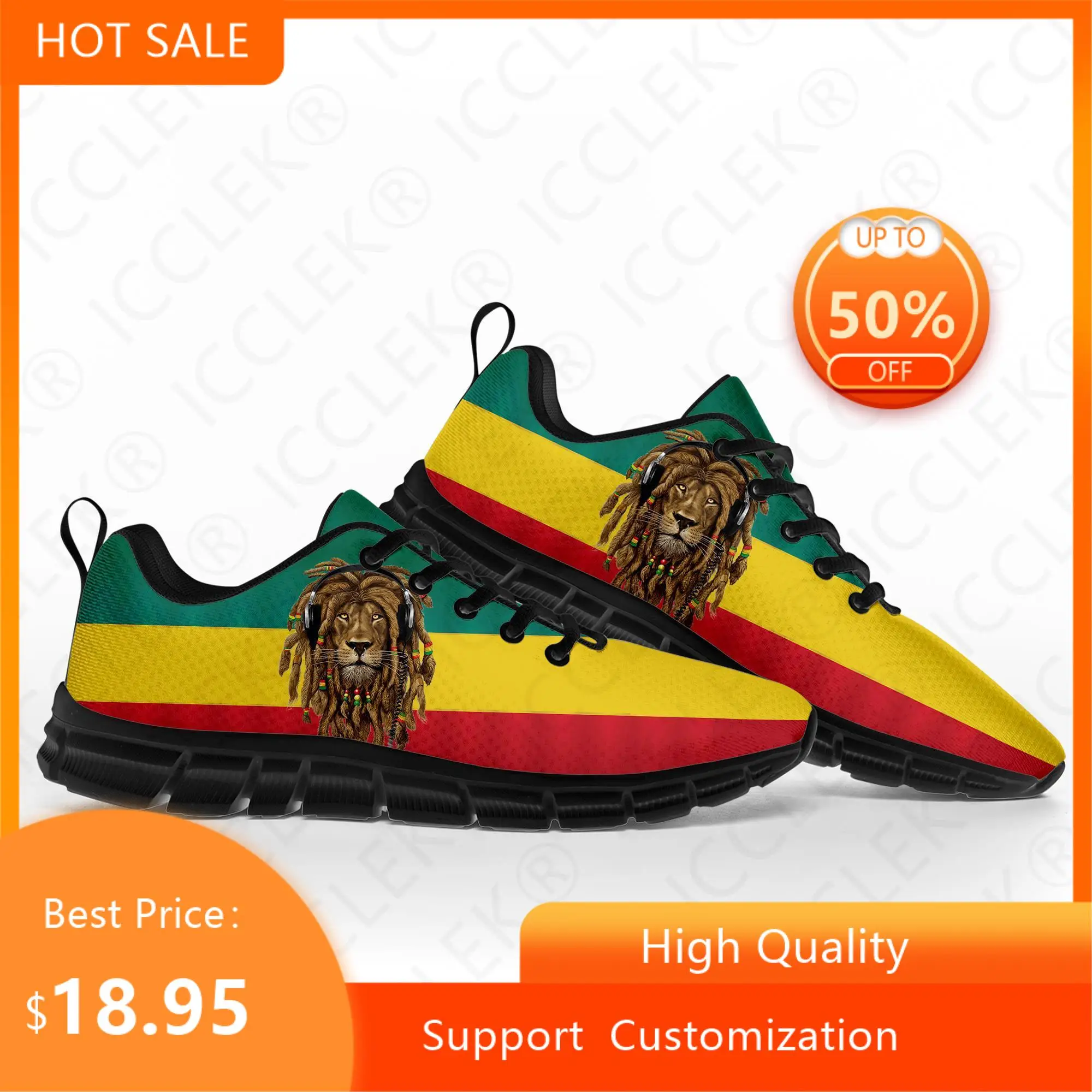 רגאיי רסטפרי ראסטה Rastafari אריה יהודה נעלי ספורט Mens Womens עשרה ילדים ילדים נעלי ספורט מזדמנים זוג נעליים - 1