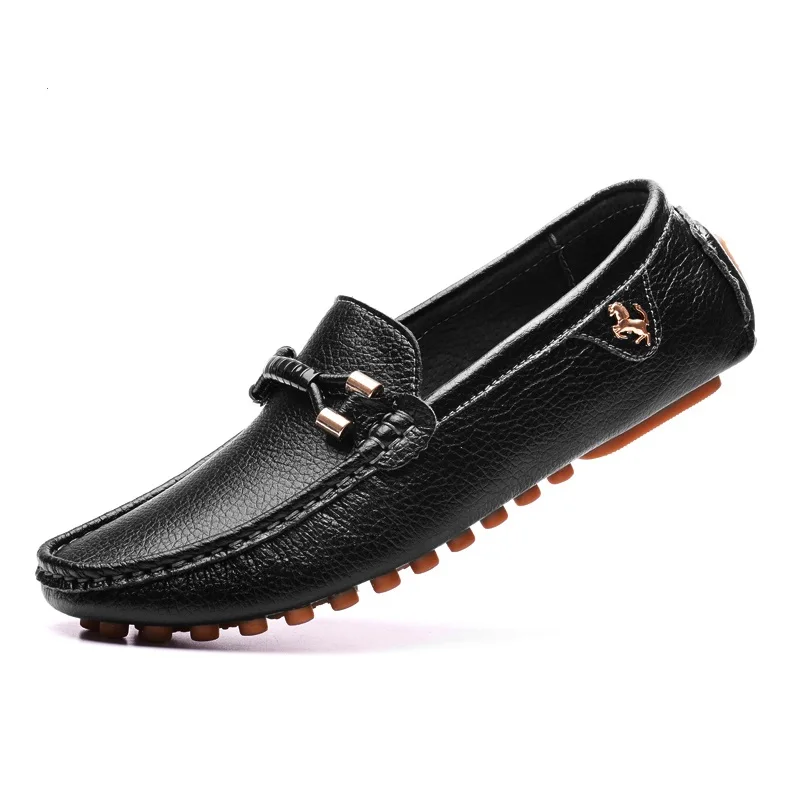 גברים נעליים רכות מוקסינים באיכות גבוהה אביב סתיו עור אמיתי נעלי גברים שטוח נהיגה נעליים לבן רך מתקפל בין נעליים - 1