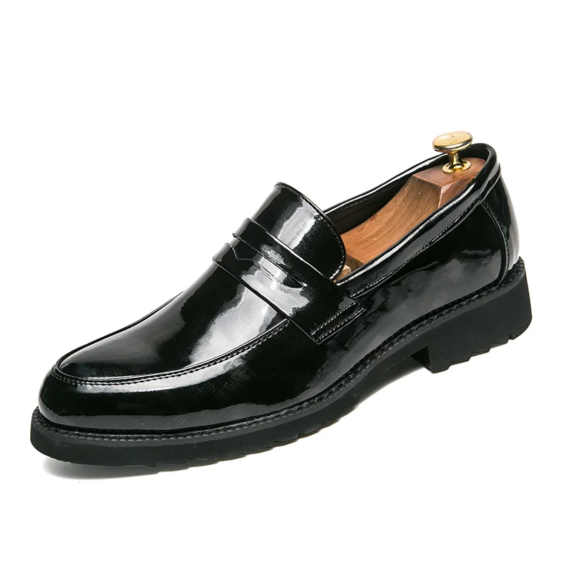 מותג גברים של השמלה נעלי אופנה מעור לגברים עסקים שטוח נעליים שחורות לנשימה גברים רשמי במשרד עובד נעליים - 1
