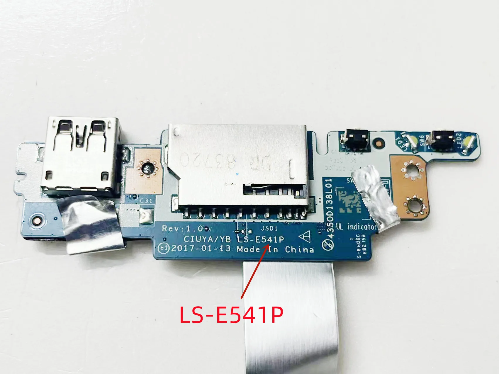 עבור Lenovo יוגה 520-14IKB להגמיש 5-1470 לחצן ההפעלה USB קורא כרטיסי לוח עם כבל LS-E541P 100% נבדק מהירה - 2