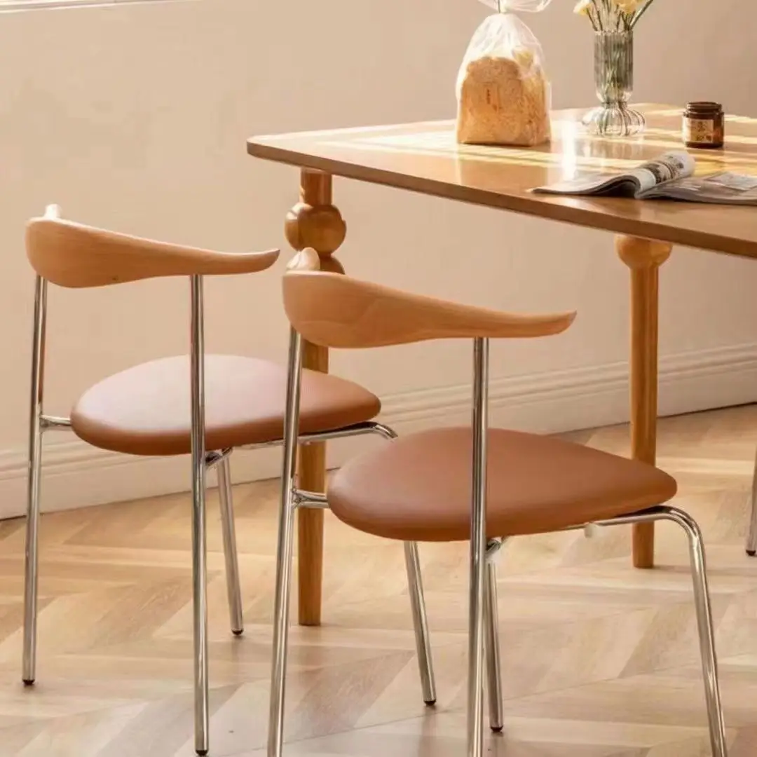 סקנדינביה אור יוקרה קרן האוכל כיסא מודרני מינימליסטי יצירתית מעץ כיסא מרופד לופט מינימליסטי קפה הכיסא - 2