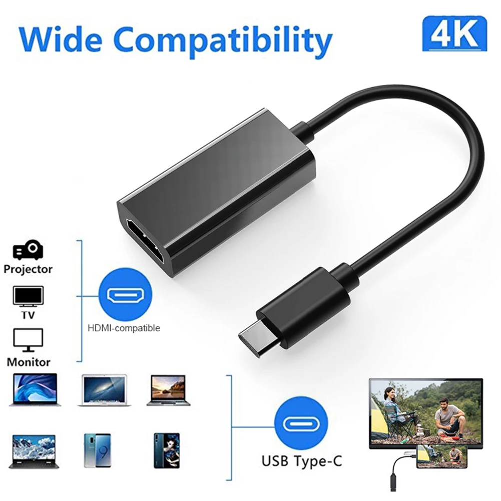 USB Type C DP ל-HDMI תואם-כבל הממיר 4K USB3.1 10Gbps HDTV מתאם כבל עבור Samsung Galaxy S10/Microsoft ASUS Tablet - 2