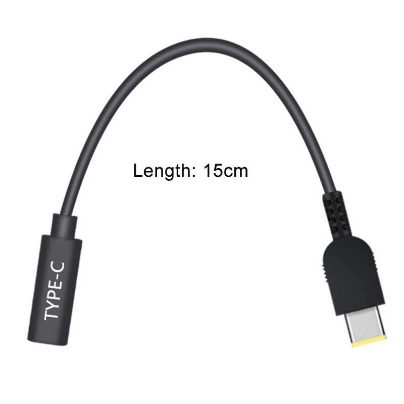 15cm 65W USB C משטרת סוג C הנשים מרובע דק טיפ כוח כבל טעינה עבור Lenovo Thinkpad E440 E450 E550 E560 T430 T440S - 2