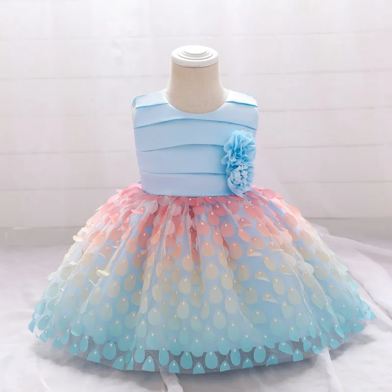 ילדים חצאית שמלת נשף היילוד הטבלה הנסיכה Vestidos הפעוט מסיבת ילדים הטבילה התינוקת בגדים שמלות קיץ 1 שנה - 2