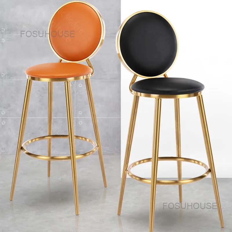 נורדי יצירתי ברזל בר כסאות פנאי מטבח רהיטים מודרניים פשוטים משפחה עור חזרה כסאות בר יוקרתיים ארט כסא בר גבוה - 2