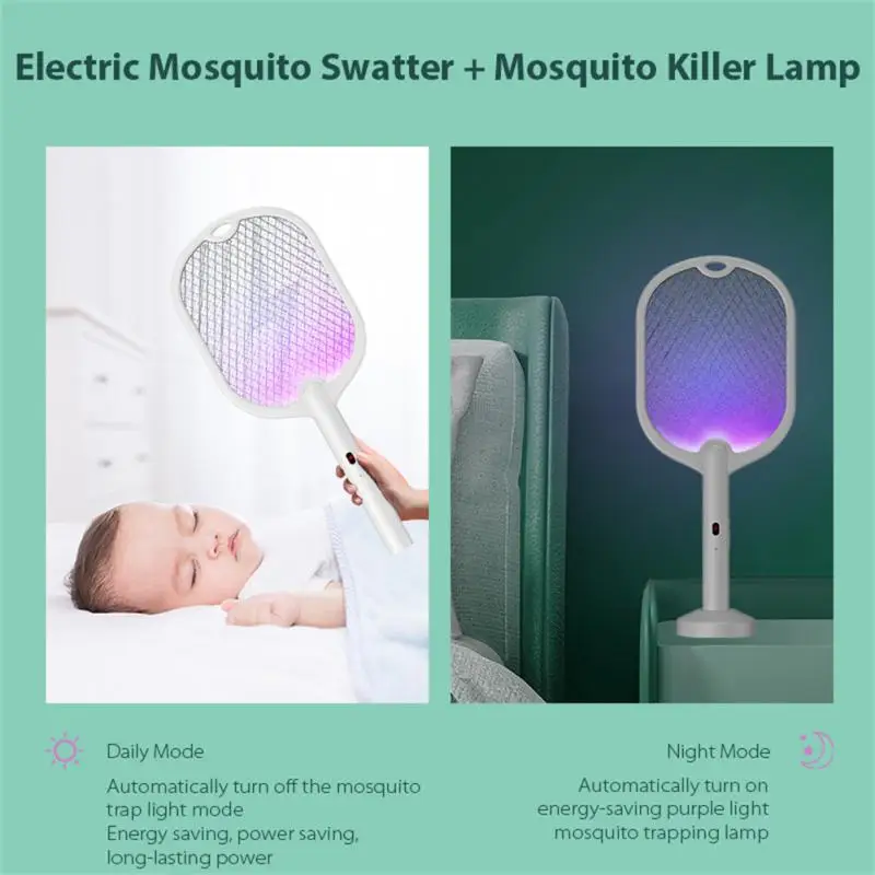 יתוש הרוצח מנורה חשמלית אנטי מחבט קוטל חרקים הקיץ נטענת USB לטוס מחבט הורג מקורה חיצונית חדר השינה גן - 2