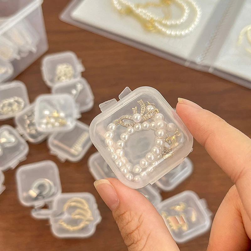 10pcs תכשיטים תיבת אחסון מרובע פלסטיק שקוף תיבת תכשיטים תיבת אחסון הגמר מיכל עגילים אריזה תיבת אחסון - 2