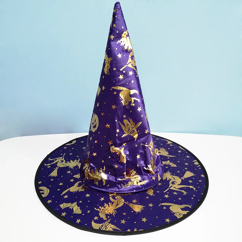המכשפה כובע ליל כל הקדושים כובע מסיבה אספקה מוזהב המכשפה כובע נשף להתלבש קוסם כובע כובע קסמים עבור ילדים מבוגרים. - 2