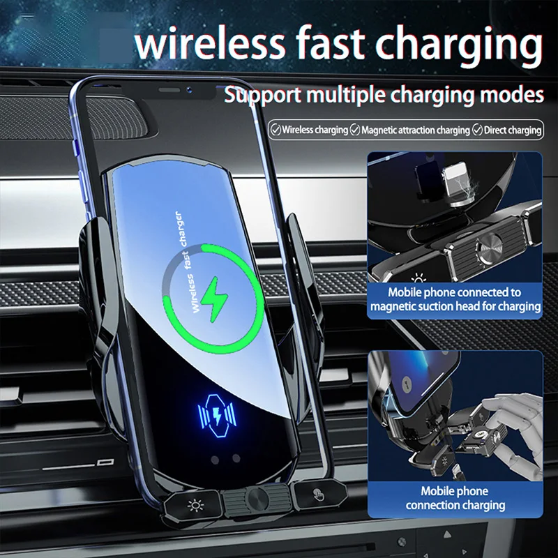 15W המכונית מטען אלחוטי מגנטי אוטומטי מכונית הר מחזיק טלפון אינדוקציה עבור iPhone 14 13 11 Samsung Xiaomi טעינה מהירה - 2