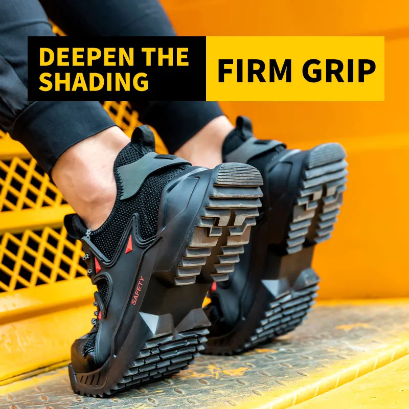 ניתן להריסה סאטן נעלי גברים פלדה עבודה מגפי בטיחות החלקה לנשימה לדקור הוכחה קל משקל נוח נעלי עבודה - 2