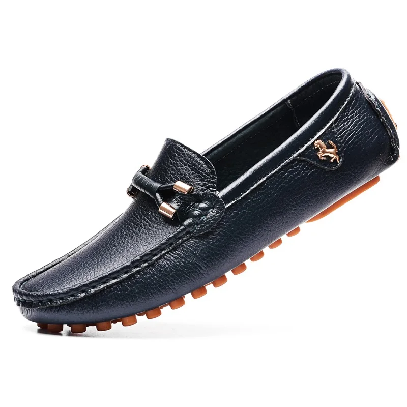 גברים נעליים רכות מוקסינים באיכות גבוהה אביב סתיו עור אמיתי נעלי גברים שטוח נהיגה נעליים לבן רך מתקפל בין נעליים - 2