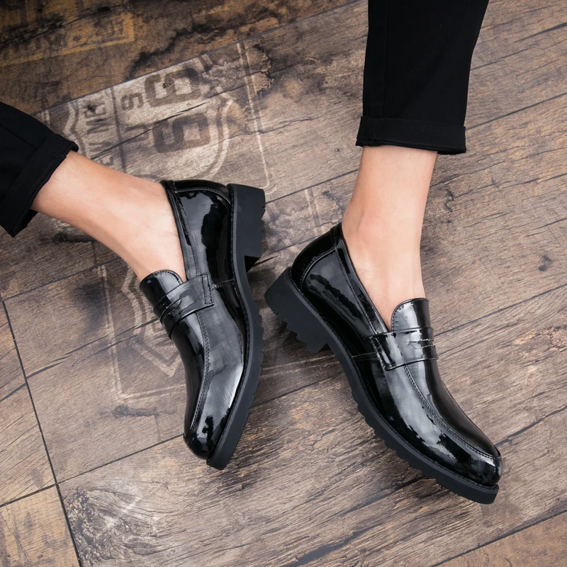 מותג גברים של השמלה נעלי אופנה מעור לגברים עסקים שטוח נעליים שחורות לנשימה גברים רשמי במשרד עובד נעליים - 2
