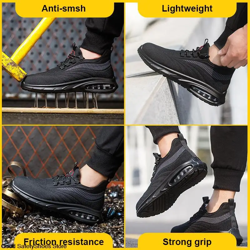 בוהן פלדה עבודה נעלי ספורט גברים לנשימה נעלי בטיחות הדיקור הוכחה משקל נעלי עבודה לגברים נשים בלתי ניתן להריסה נעליים - 2