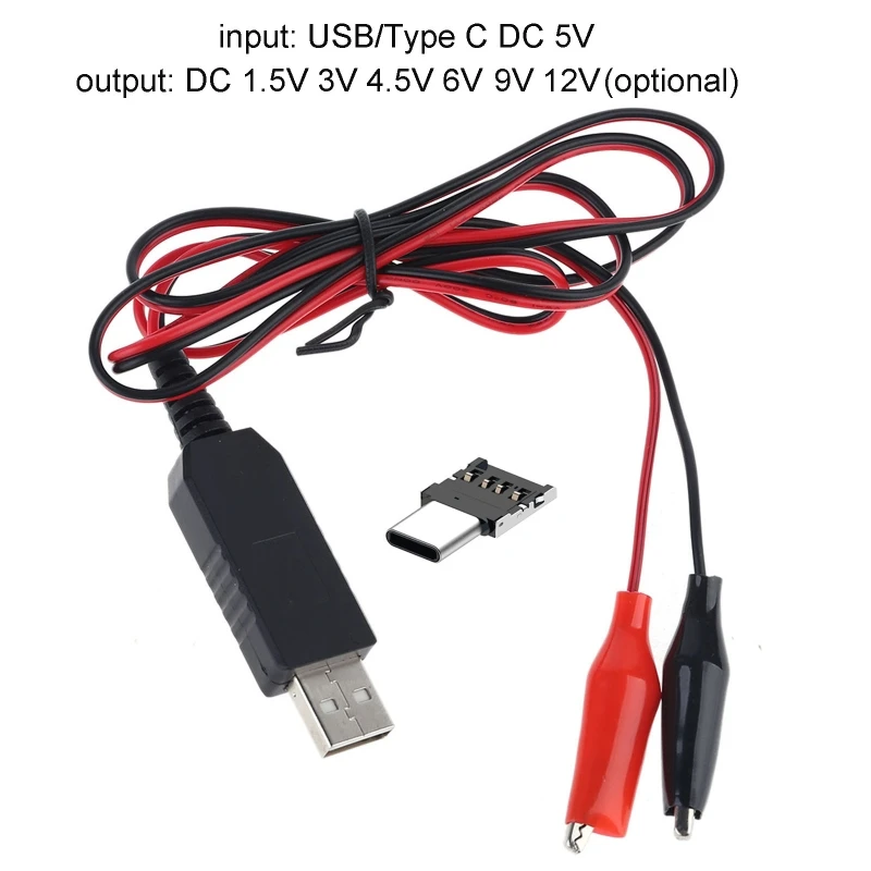 573A DIY מסוג C USB ל 1.5 V, 3V 4.5 V, 6V כבל החשמל AA, AAA, C, D גודל אלימינייטור - 2
