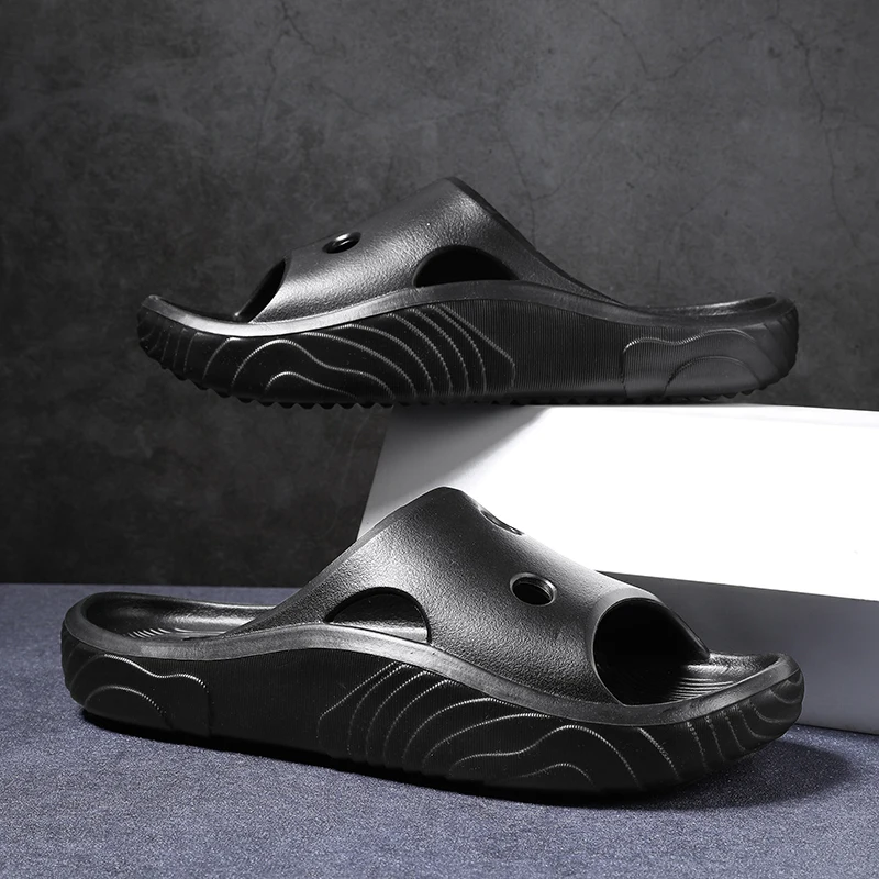 2023 גברים נעלי חיצוני מקורה כפכפים סנדלי חוף אופנה החלקה באמבטיה גברים מזדמנים חוף בית מקורה נעלי בית הצדדים - 3