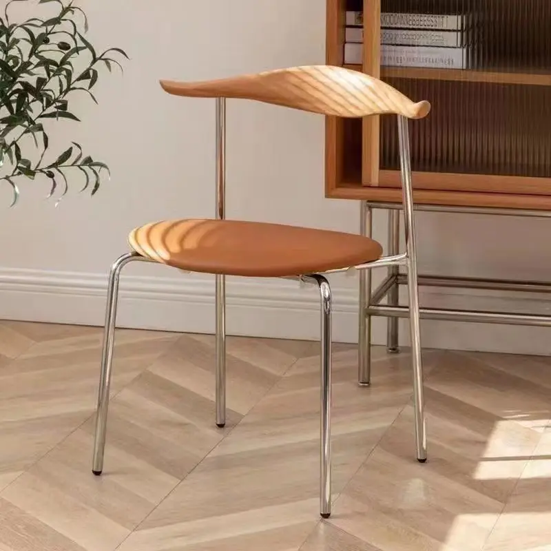 סקנדינביה אור יוקרה קרן האוכל כיסא מודרני מינימליסטי יצירתית מעץ כיסא מרופד לופט מינימליסטי קפה הכיסא - 3