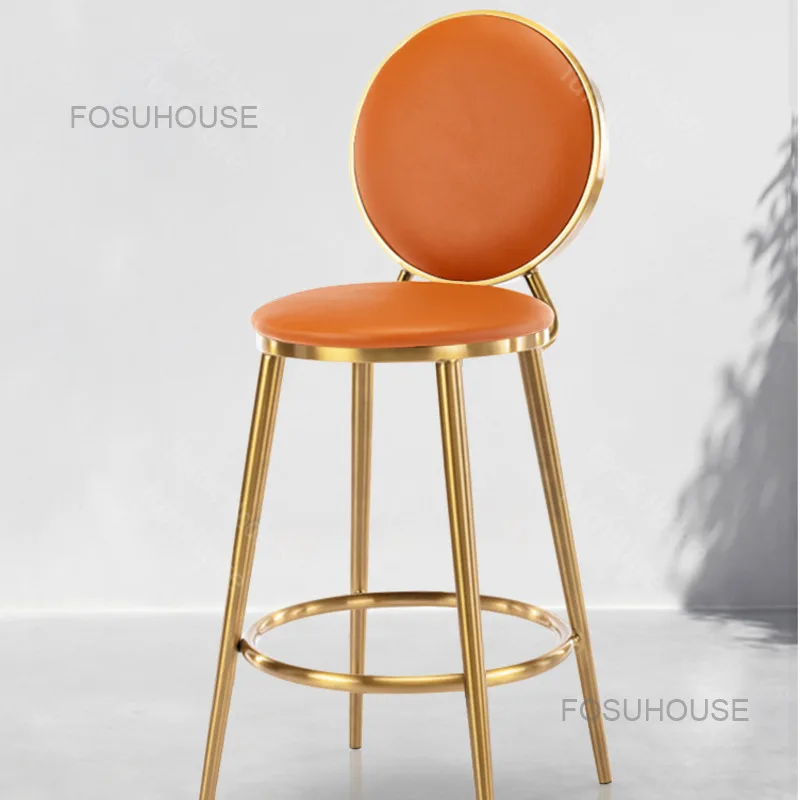 נורדי יצירתי ברזל בר כסאות פנאי מטבח רהיטים מודרניים פשוטים משפחה עור חזרה כסאות בר יוקרתיים ארט כסא בר גבוה - 3