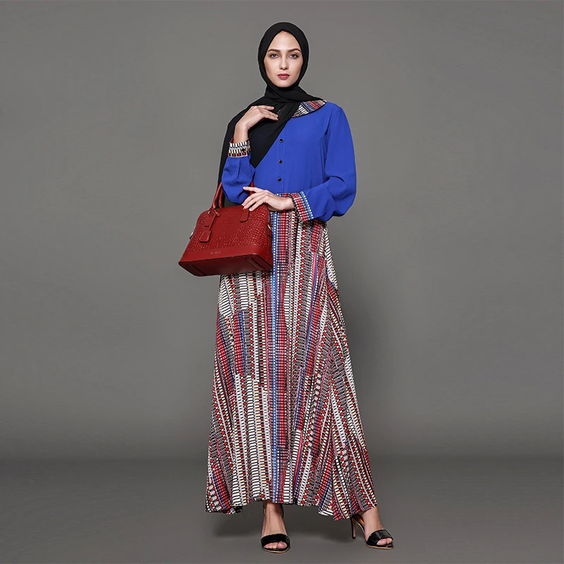 עיצוב חדש פרחוני הדפסה טורקיה המוסלמית אופנה נשים שמלת קימונו דובאי Abaya Jilbab גלימה Kaftan Elbise האסלאמית בגדים - 3