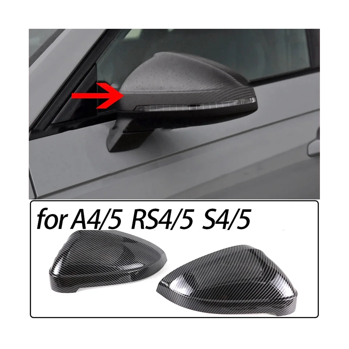 מראה אחורית כיסוי למראה כיסוי מראה התיק גבוהה (גרסה) אוטומטי עבור אאודי A4 B9 S4 A5 S5 RS5 - 3