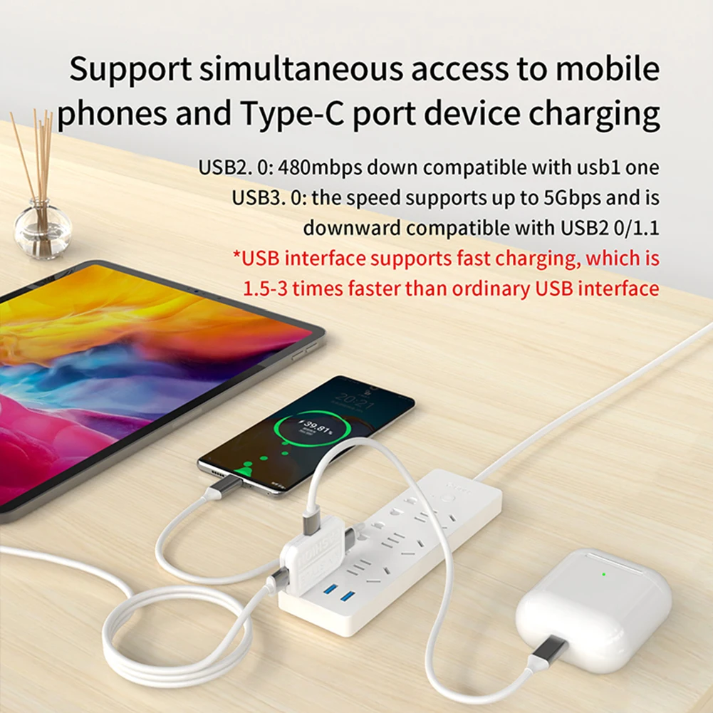 רכזת ה-USB Type-C תחנת עגינה רב מפצל מתאם HDMI תואם USB 3.0 2.0 משטרת טעינה מהירה עבור iPad מחשב נייד טלפון נייד - 3