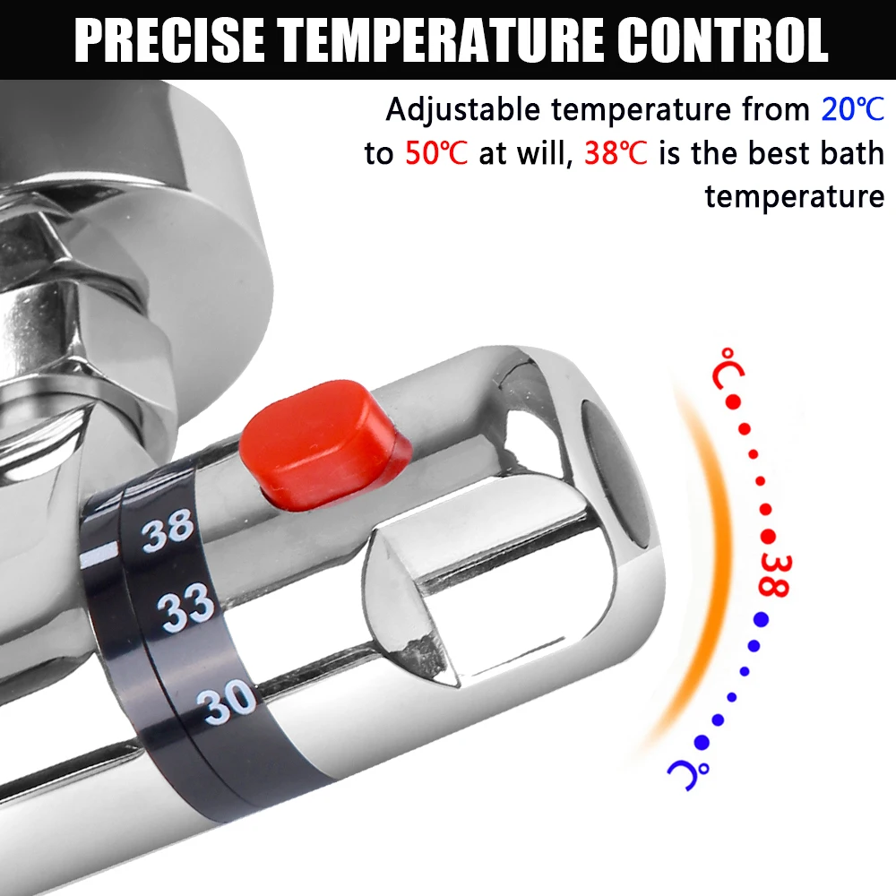 שירותים כלי Thermostatic מקלחת ברז אמבטיה ערבוב שסתום ברזים לאמבטיה חמה וקרה מיקסר Thermostatic הקש על - 3