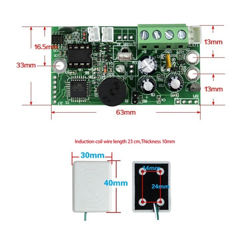 RFID מוטבע לוח בקרה EMID 125Khz פתוח בדרך כלל מודול בקרת אינדוקציה תג כרטיס בקר - 3