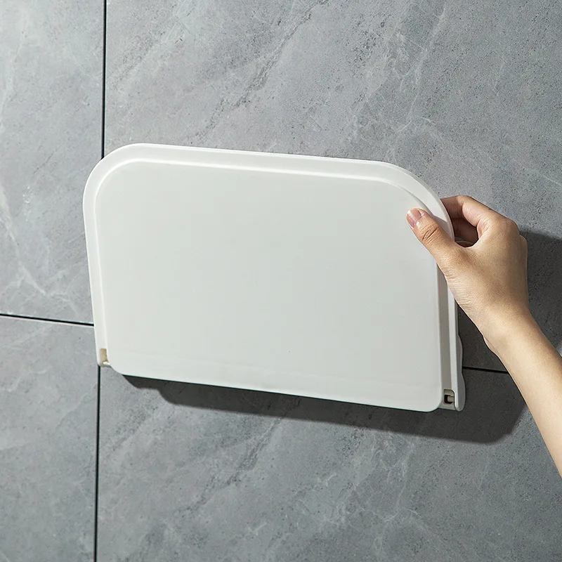 יפנית קיר אמבטיה תלוי אחסון מדף תלייה על קיר מתקפל לאחסון בגדים נקוב-בחינם מדפים מקלחת ארגונית - 3