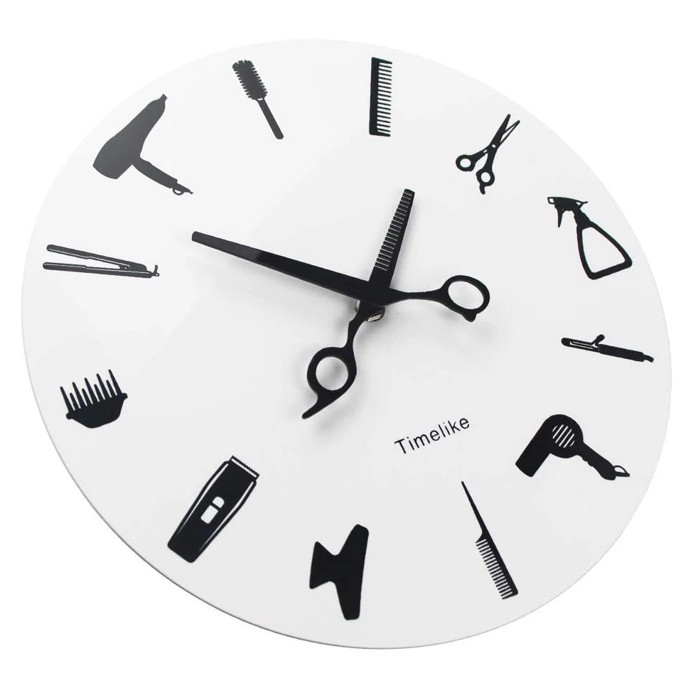 Timelike ספר למעצב כלים קיר שעון 3D מודרניים קוורץ הלא מתקתק יופי מספרה שעונים לצפות על עיצוב הבית - 3