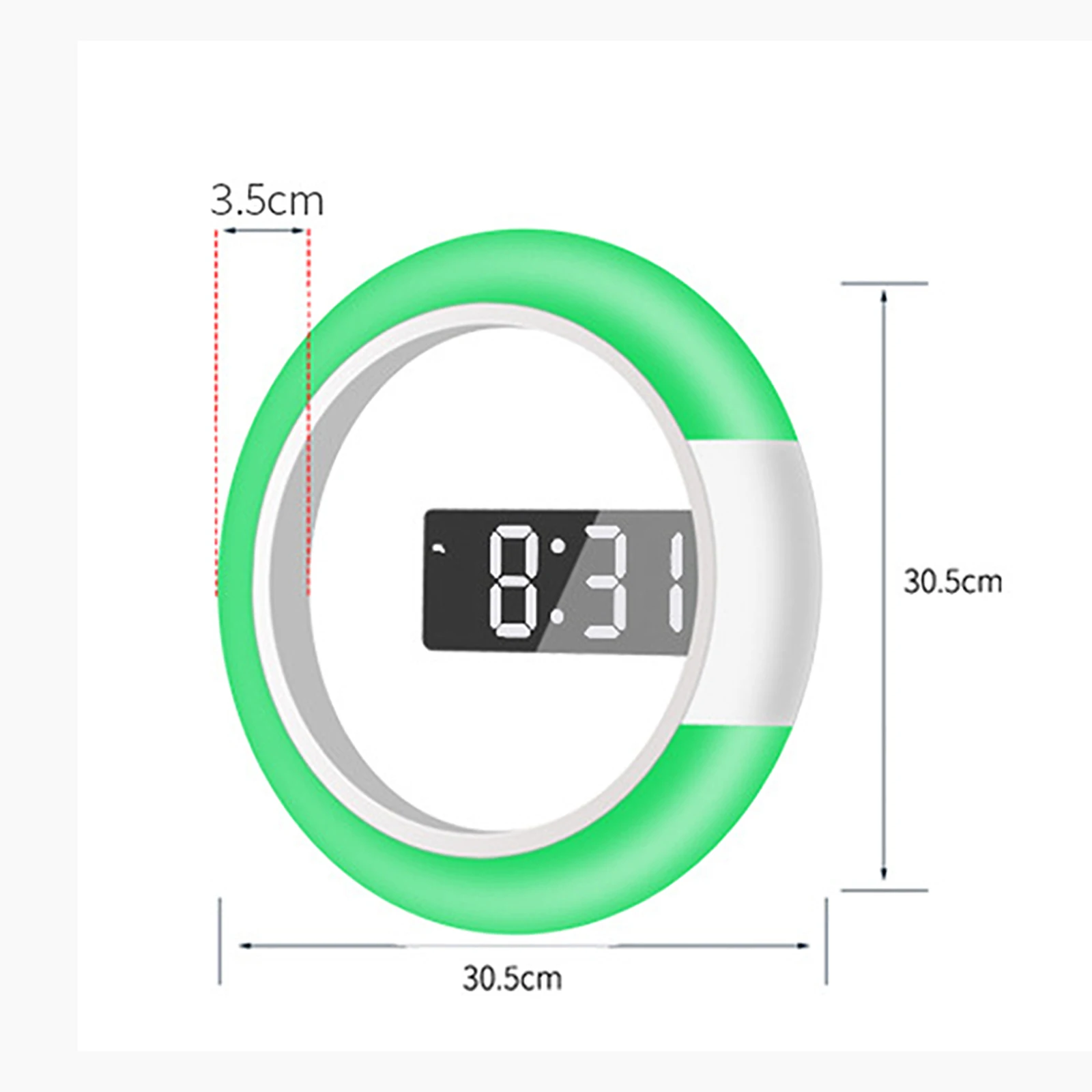 3D LED דיגיטלי קיר שעון מעורר המראה חלול שעון שעון של שולחן 7 צבעים טמפרטורה מנורת הלילה הביתה הסלון קישוטים - 3