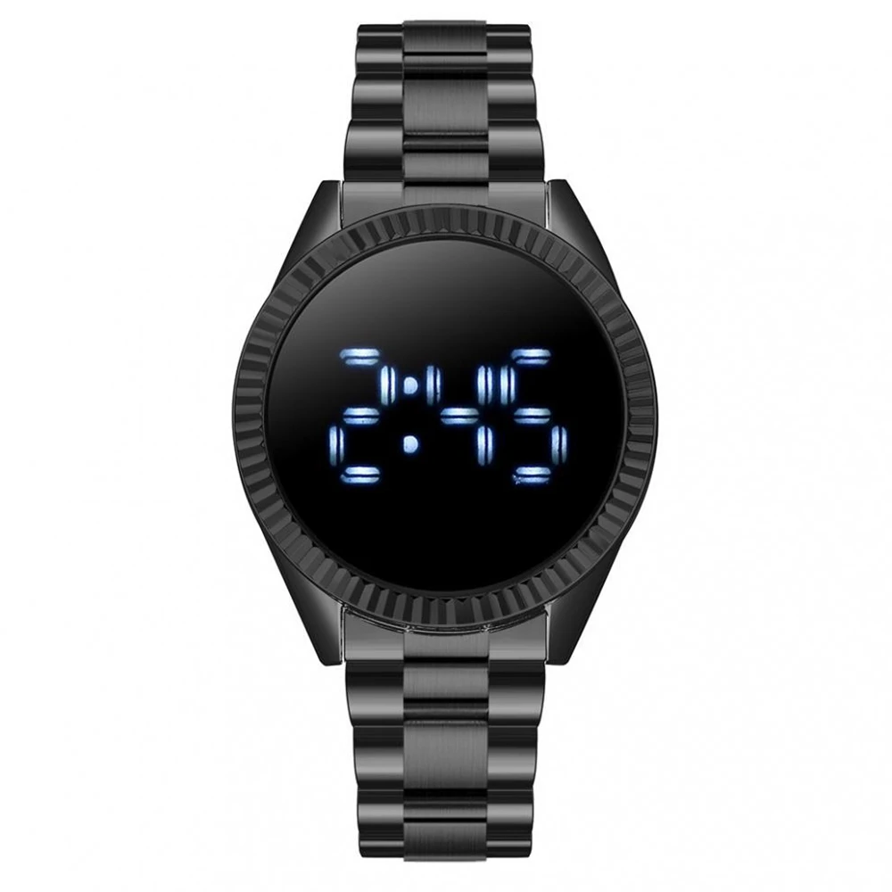 הגעה לניו אופנה LED השעון פלדת להקה אלקטרונית שעון ספורט לגברים לצפות נירוסטה להקת שעון מסך מגע שעון דיגיטלי - 3