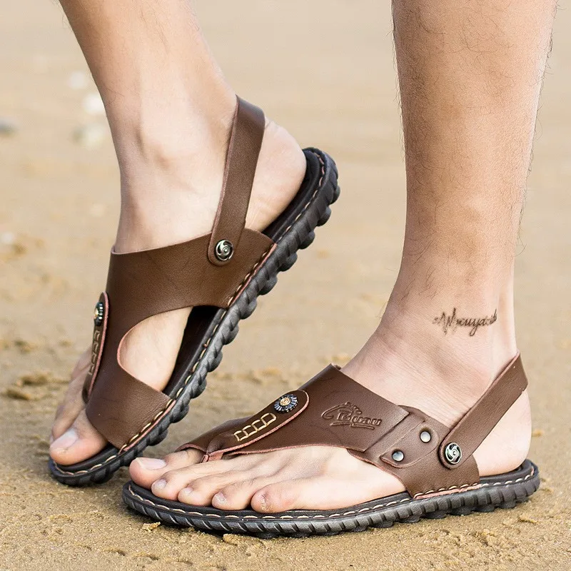 קיץ גברים עור סנדלים אדם נעלי נעלי גודל גדול 47 D195 - 3