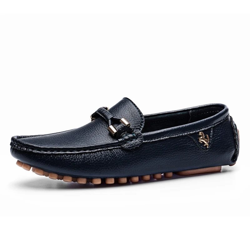 גברים נעליים רכות מוקסינים באיכות גבוהה אביב סתיו עור אמיתי נעלי גברים שטוח נהיגה נעליים לבן רך מתקפל בין נעליים - 3