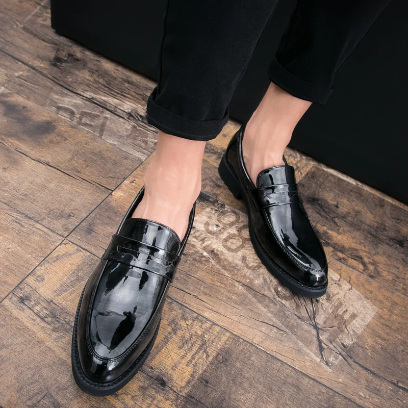 מותג גברים של השמלה נעלי אופנה מעור לגברים עסקים שטוח נעליים שחורות לנשימה גברים רשמי במשרד עובד נעליים - 3
