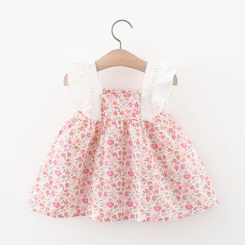 2Pcs/Set וינטג ' ילדה שמלות קיץ כותנה דק פעוטות ילדים תחפושת ללא שרוולים תינוקות בגדים לשלוח תיק 0 ל-4 Y - 3