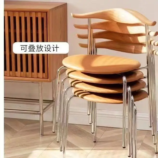 סקנדינביה אור יוקרה קרן האוכל כיסא מודרני מינימליסטי יצירתית מעץ כיסא מרופד לופט מינימליסטי קפה הכיסא - 4
