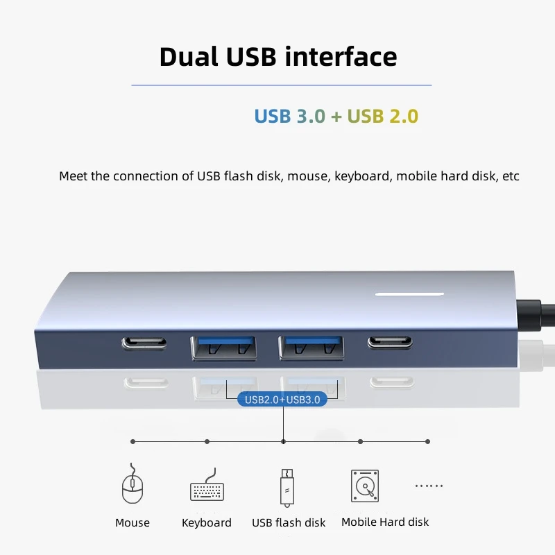 USB C רכזת סוג C ל-HDMI תואם USB 3.0 מתאם רב-תכליתי מסוג C-HUB רציף עבור ה-MacBook Pro אוויר USB C ספליטר - 4