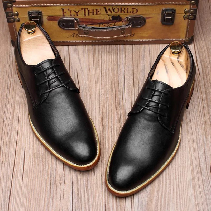 פופ נחמד גברים נעלי נעלי עור רך גברים נעליים מזדמנים Brogues איש עסקי נעלי המותג זכר נעליים שחור כחול A1545 - 4