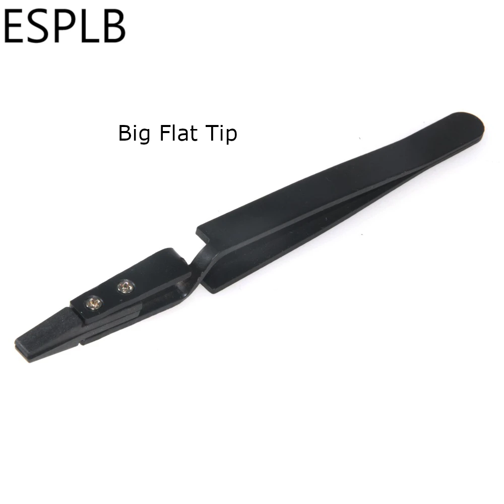 ESPLB החדש פינצטה הפוכה פלסטיק שחור טיפ נירוסטה ידית דיוק פינצטה מעוגל/שטוח/ישר טיפ פינצטה - 4