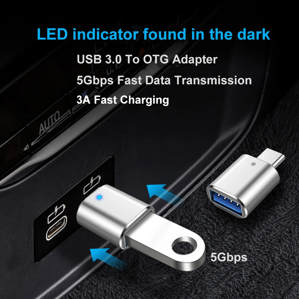 USB 3.0 להקליד C מתאם OTG USB Type C ממיר USB נקבה ל-USB C מחבר עם LED Indictor עבור Samsung פוקו Xiaomi Mi - 4