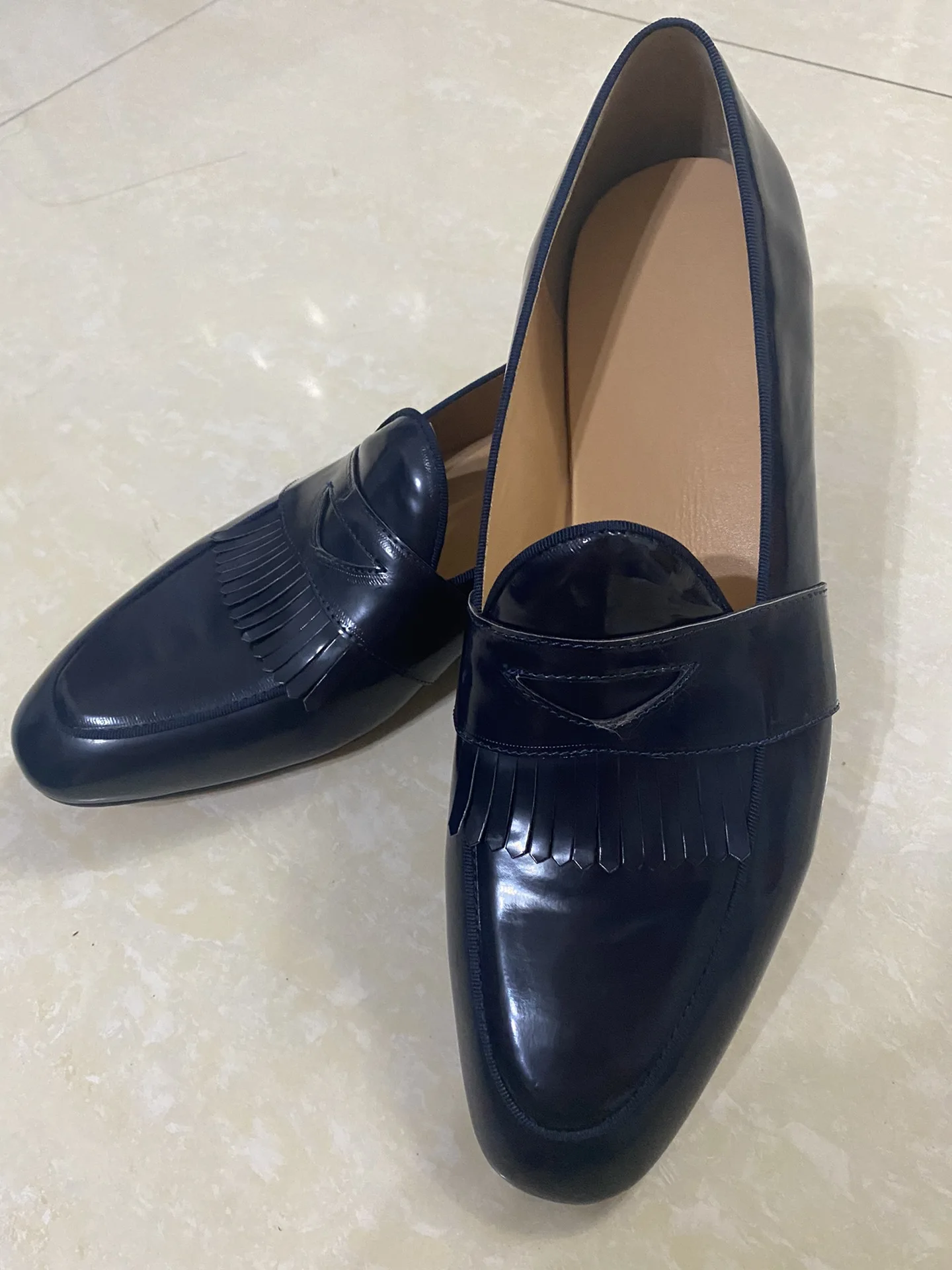 אופנתי גברים במשרד הפורמלי להחליק על מצויץ נעליים שחורות בציר ציצית עור נעלי שמלה זכר נוח סיבתי דירות - 4