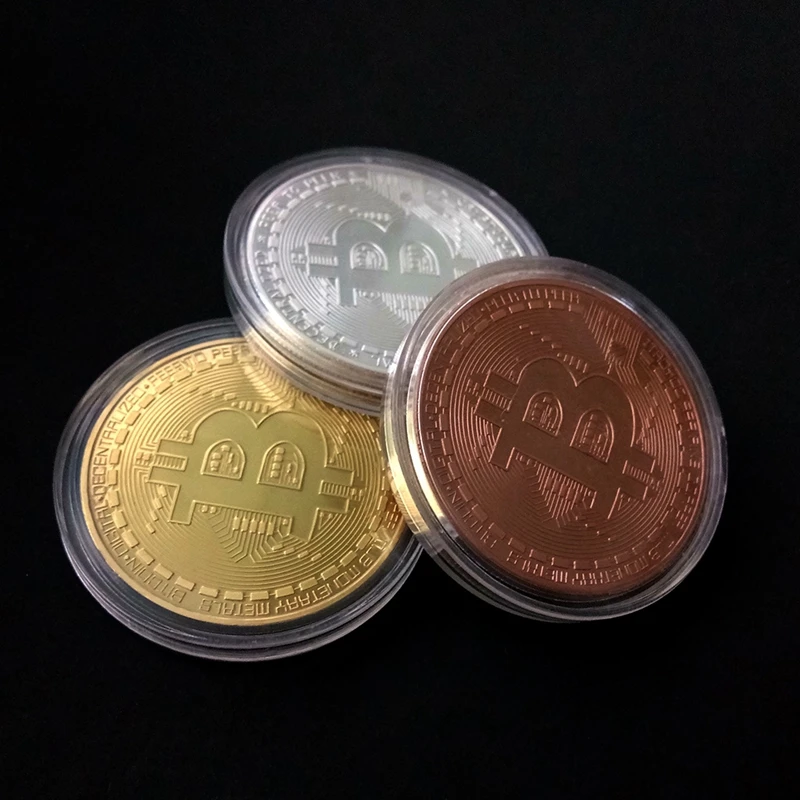 1Pcs יצירתי מזכרת מצופה זהב ביטקוין מטבע פיזי כסף אספנות מטבעות BTC האוסף הפיזי ההנצחה מתנה - 5