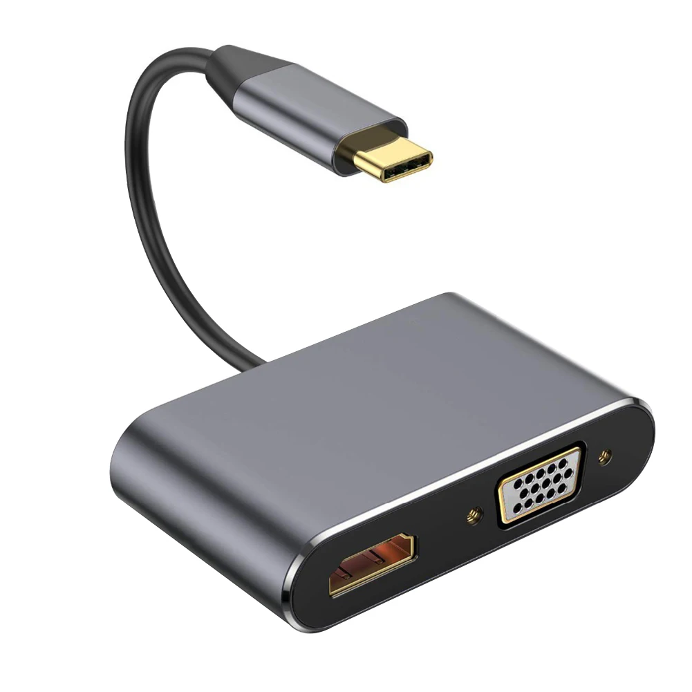 USBC סוג C רכזת סוג C עד 4K VGA USB 3.0 Audio Video Converter לחייב את האב עבור MacBook/Pro Power Adapter USBC סוג c-Hub - 5