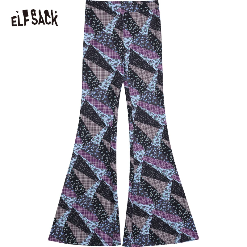ELFSACK למתוח מודפס הזיקוק מכנסיים נשים 2023 אביב/קיץ גבוהה המותניים מזדמנים יומי מכנסיים - 5