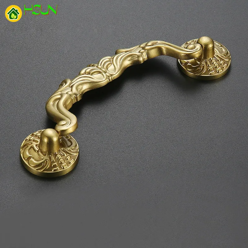 1 pc באיכות גבוהה סיני עתיק פליז זהב להתמודד עם סגנון אירופאי פשוט המלתחה בארון מגירה למשוך ידיות - 5