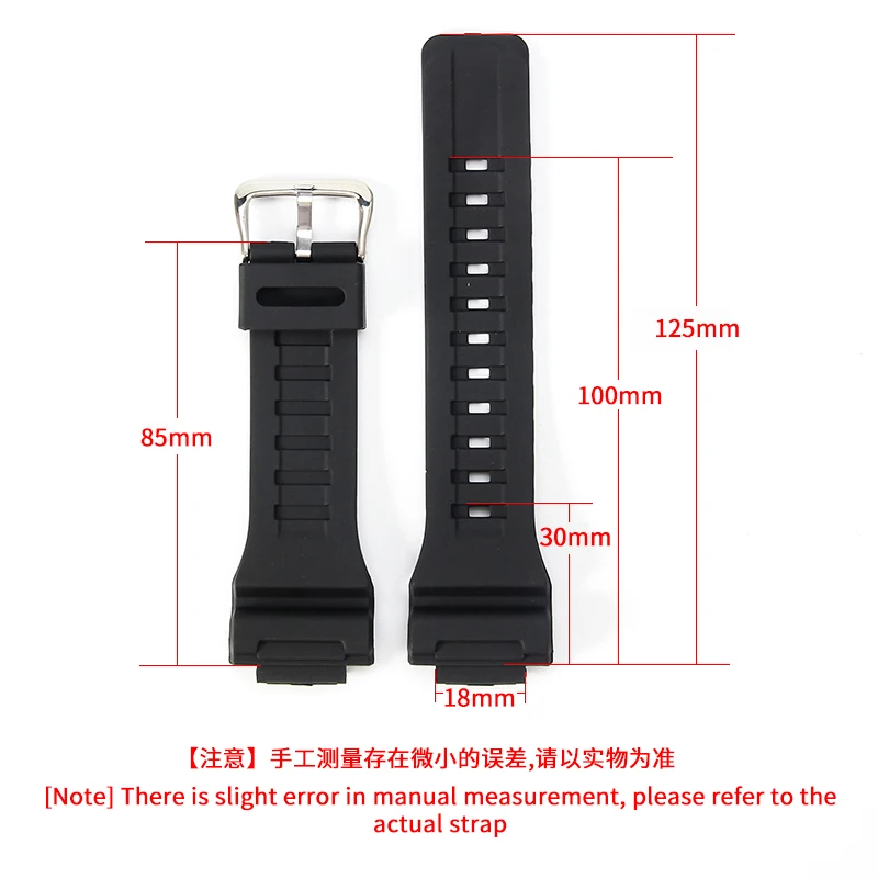 עמיד למים זיעה הוכחה סיליקון לצפות רצועה על Casio F-180WH גברים קמור ממשק שחור SGW-300H/500H/400H 18mm Watchbands - 5